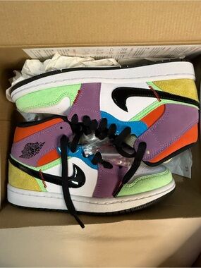 Jordan Low Top Sneakers in Purple, Green, Orange, Blue, Yellow, White & Black